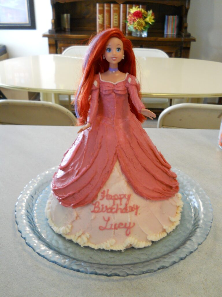 Sugar Whimzy Doll dress cake, with frosted cake to look like a dress