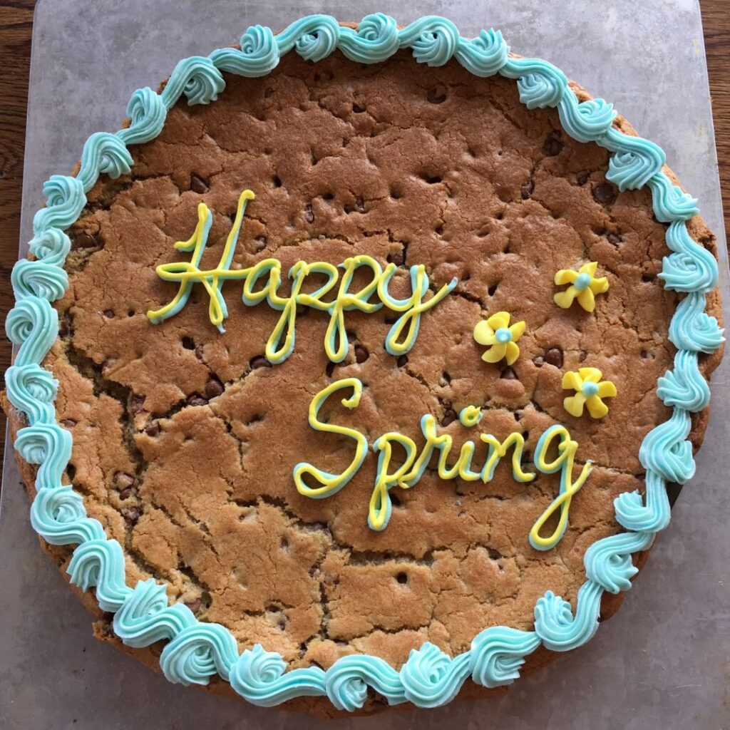 large cookie with frosting on it